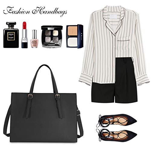 Laptop Bag for Women Waterproof Lightweight Leather 15.6 Inch Computer Tote Bag Business Office Briefcase Large Capacity Handbag Shoulder Bag Professional Office Work Bag Black Laptop Bag for Women Waterproof Lightweight Leather 15.6 Inch Computer Tote Bag Business Office Briefcase Large Capacity Handbag Shoulder Bag Professional Office Work Bag Black